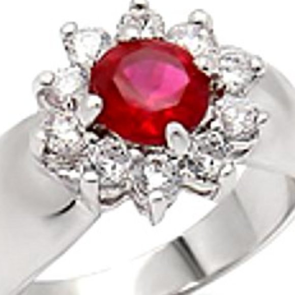 "Bloom" Ruby Zirconia 2.3 Carats Ring - Picture 2 of 2